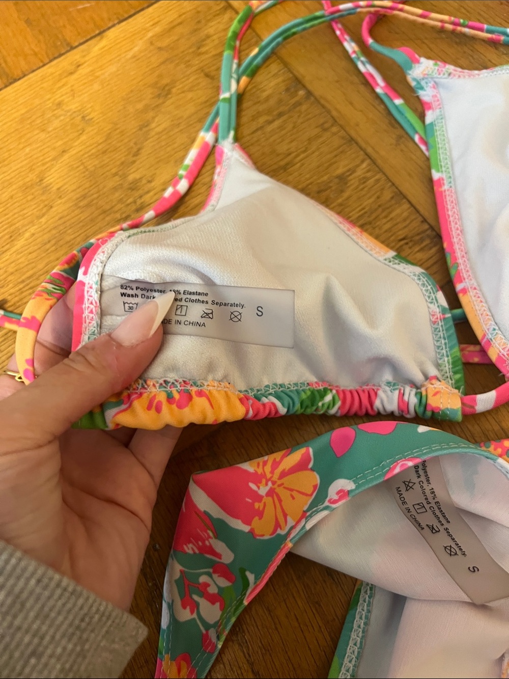 Floral Tie-String Bikini Set - Bright Multicolor - Picture 6 of 6
